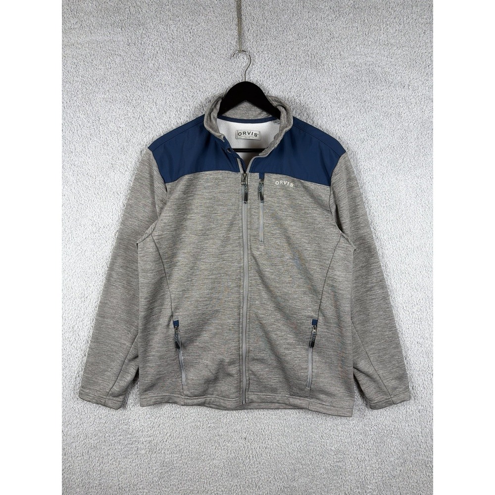 Orvis Jacket Mens Size M Gray Blue Long‎ Sleeve Fleece Outdoor Full Zip